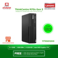LENOVO THINKCENTRE M70s GEN 3 11T8S01200 SFF DESKTOP (I5-12500, 8GB, 512GB SSD, KB+MOUSE, BLACK-W11P