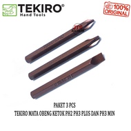 Paket 3Pcs TEKIRO Mata Obeng Ketok Set PH2PH3 Plus(+) Dan PH2 Min (-)  8mm Obeng Ketrok Kerok  PH2 M