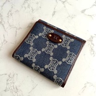 絕版古董包 Celine 牛仔藍凱旋門短夾 銀包 皮夾 中古包 二手包