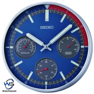 SEIKO Analog QXA822 QXA822S Blue Dial Silver Aluminum Case Thermometer Hygrometer Decorator Wall Clo