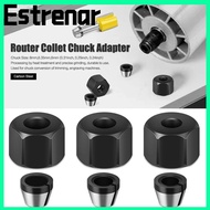 ESTRENAR Router Collet Chuck Adapter, Carbon Steel 6mm 6.35mm 8mm Collet Chuck,  With Nut Electric R