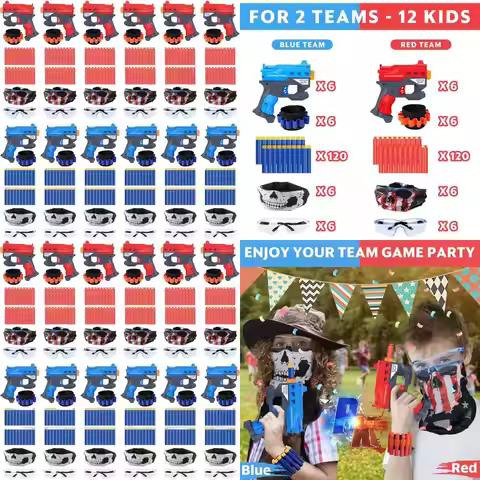 12-Pack Nerf-Style Blaster Guns for Kids' Birthday Parties and Easter Baskets - Ages 3-9