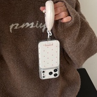 Cream Polka Dot Cat Leather Casing With Chain For OnePlus 15 13 13R 12 12R 11 11R ACE 6 5 Racing Ult