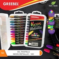 Greebel Crayon Neon & Metallic Kids Oil Pastel Crayons, 12 Colors