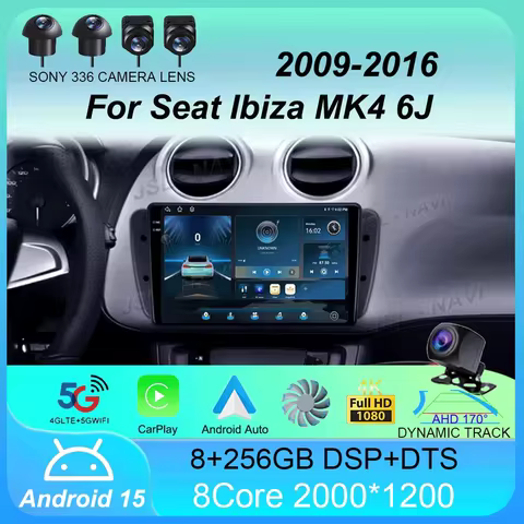 Car Radio Android 15 Carplay For Seat Ibiza MK4 6J SportCoupe Ecomotive Cupra 2009 -2016 Navigation 