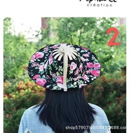 Bamboo Fan Hat Sun Hat Sun Protection Hat Sunshade Hat Printed Foldable Fan Hat Bamboo Hat Fan Hat D