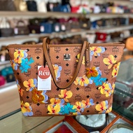 MCM Visetos Floral Print Essential Zip Top Shopper Tote Bag