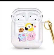 宇宙明星 BT21 AirPods 1、2代藍芽耳 機流沙保護套 BTS 透明保護殼 藍牙耳機套