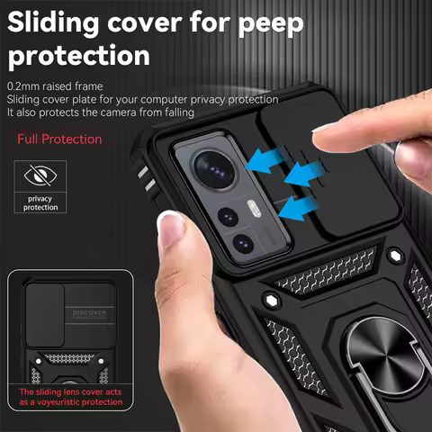 Slide Camera Protect Armor Phone Case For Xiaomi 12 Pro Mi 12 12X Xiomi Mi12 X Xiaomi12 Pro Mi12X Ca