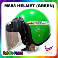 TOPI KELEDAR ORIGINAL MS88 HIJAU HELMET + BOGO VISOR (GREEN)