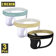 CMENIN ORLVS 3Pcs Cotton Threadwork Quick Dry Men Underwear Thong Men Jockstraps 2020 New Underpants Mens Thongs G strings Gift OR6101