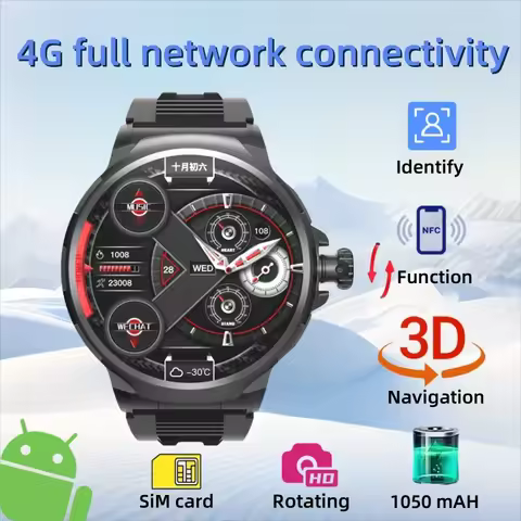 2025 New Smartwatch 1.85-inch Display High Definition Screen Android OS 4G SIM Card 180° Rotating Ca