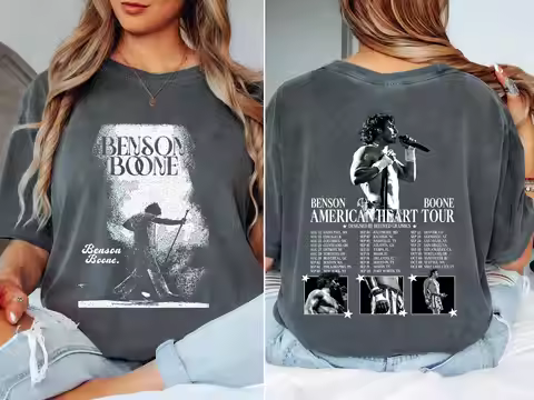 Benson Boone Merch T-shirt Concert Tour Album Graphic Women Men Oversized T-shirt Concert Gift Unise