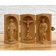 Mini Foldable Catholic Altar Set Made of Wood, Height 10cm, Width 18cm - Catholic Gift