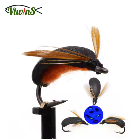Vtwins Zig Bug Fly Floating Foam beetles Fly Boatman Fishing Panfish Bass Grayling Trout Carp Fishin