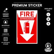 Fire Extinguisher. Premium Sticker Sign Notice Signage. Pemadam Api. Arrow Pointing Down Location Di