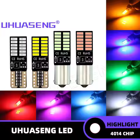 UHUASENG 2PCS Led T10 Bulb BA9S BAX9S BAY9S H6W H21W W5W T4W 4014 Interior Rear Fog Indicator Signal