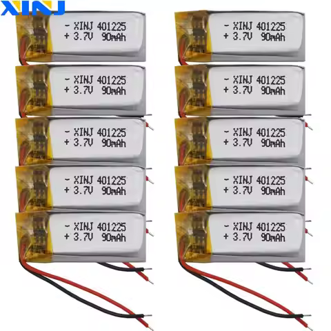 XINJ 10pcs 3.7V 90 mA Polymer Li Lithium Lipo Battery 401225 Li-ion For Bluetooth Speaker Headset Gl