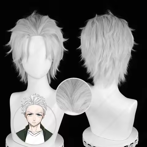 Umemiya Hajime Cosplay Wig 30cm Silver White Fluffy Short Hair Heat Resistant Synthetic Wigs