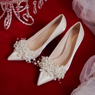 wedding high heels pengiring pengantin wanita model perancis sepatu pernikahan hak tinggi tumit stil
