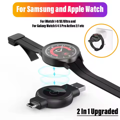 Magnetic Watch 2 in 1 Wireless Charger for Apple Watch 9 8 7 6 5 4 3 SE Samsung Galaxy 6/5/4Pro/4/3 