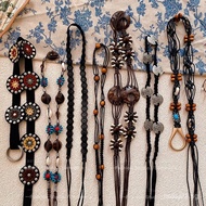 Bohemian Woven Ethnic Style Black Waist Rope Accessory for Women Vintage Dress High-end Waist Chain 