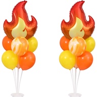 Fire Balloon Party Decorations,Fire Balloon Stand Kit 2 Sets on Table,2 Fire Foil Balloons with Oran