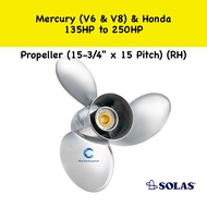 Solas LEXOR Stainless Steel Propeller 1571-158-15 Mercury (V6 & V8) & Honda 135HP to 250HP