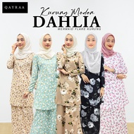 QAYRAA P4 DAHLIA Baju Kurung Modern Floral Printed Ironless Kurung Moden Slim Sepasang- Size S-2XL/B