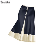 ZANZEA Women's Elegant Korean Style A-Line Skirt with Contrast Button Detail