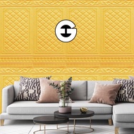 WA Wallpaper 3D Foam Sticker Batik Motif Door Window Gold Wallpaper Sticker Foam