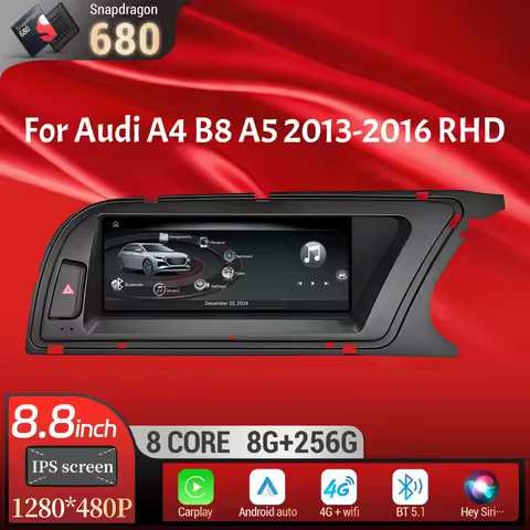 8.8 inch Right Hand Drive Android 13 For Audi A4 B8 A5 2013-2016 Car Radio Wireless Carplay Qualcomm