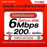อาหาร (เล่นฟรีเดือนแรก) ซิมเทพ True เล่นเน็ตไม่อั้น ความเร็ว 8Mbps 10Mbps 15Mbps 30Mbps 1000Mbps (พร