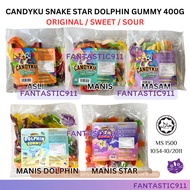 (Halal) CANDYKU ULAR SNAKE STAR DOLPHIN GUMMY 400G ORIGINAL / SWEET / SOUR F911