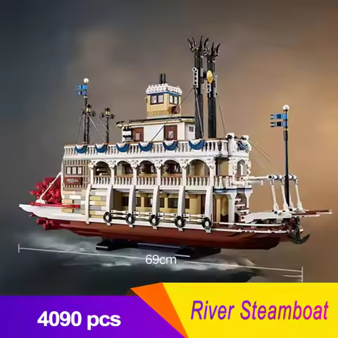 In Stock MOC River Steamboat Building Blocks Kit Compatible 21356 Bricks Children Toys For Boys Girl