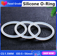 Feet Length Pure Silicone O Ring Rubber Seal Gasket Food Grade White OD:5~55mm Thickness 1.5MM wire Diameter
