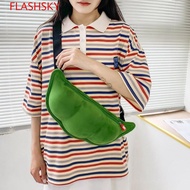 FLASHSKY Soybean Shoulder Bag, Zipper Closure Green Edamame Shape Bag, Sweet Creative Cartoon Soft T