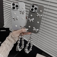 Titanium matte case with metal camera border MORE SET METAL FLAT BOW CHARM WITH JEWELS WITH anti-fou