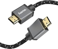 Hama Premium HDMI Cable 1 Metre Ultra High Speed (Excellent Monitor Cable 4K / 8K, 48 Gbit/s, UHD Screen Cable eARC, Ethernet, HDR, Aramid Fibre Cable Sheath, HDMI 2.1 Cable 120 Hz/60 Hz) 1 m