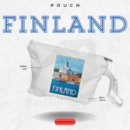 Discountgedegedean Finland Helsinki Souvenir Pouch Wallet By Finland Blacu Material with Zipper Type
