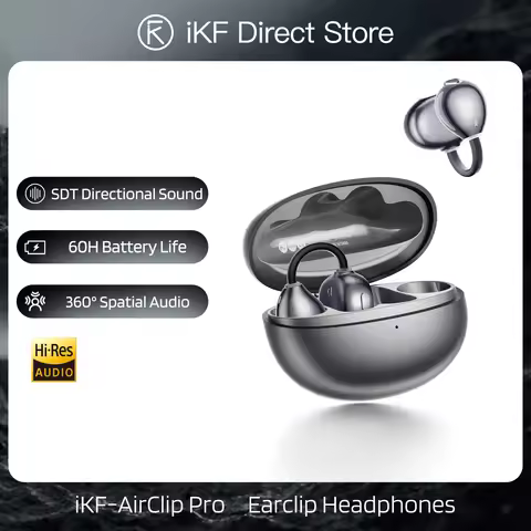iKF AirClip Pro Ear Clip Wireless Earphones Bluetooth 6.0 LDAC Hi-Res Open Earbuds Spatial Audio 60H