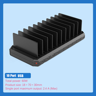 Universal Multi USB  Charger Station10 Port 2.4A MAX Charging Hub with  Stand For Mobile Phone Table