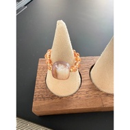 Red agate with sunstone ring