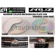 ARUZ perodua logo part rainbow colour type background plate cover set