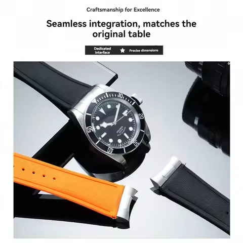 Compatible with Tudor Black Bay 1958 M79030 M79230 Pelagos 25600TN 20/21/22mm Rubber Strap, FKM Band