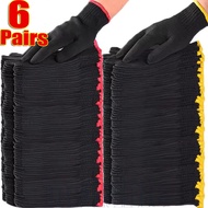 6/3Pairs Thickened Nylon Work Gloves - Breathable Comfortable Warm Gloves - Anti Slip Abrasion Glove