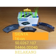 REAR BRAKE PAD BRAKE PAD TOYOTA SIENTA 2016-UP ORI BENSCO GUARANTEE