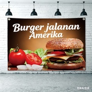 Burger Hanging Cloth, Fried & Hot DogKentang | Fast Food Stall Wall Decoration, Night & Restaurant B