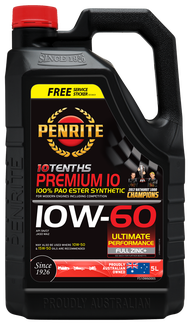 PENRITE PREMIUM 10 น้ำมันเครื่องเพนไรท์ พรีเมียม 10W-60 สังเคราะห์ 100% PAO+ESTER 5L