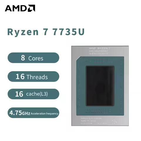 AMD R7 7735U Laptop CPU Ryzen 7 7735U Processor 4.75GHz 8-Core 16-Thread 4MB Game Cache 6NM 28W FP7